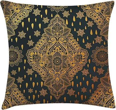 Mandala design empson cushion cover, Bohemian peanned tribal tattoo pattern pillow, decorative square cushion cover, 20 x 20 inches, mustard coal.. Shop across boundaries with DIAYTAR NIGERIA's comprehensive catalog delivered nationwide at budget rates.