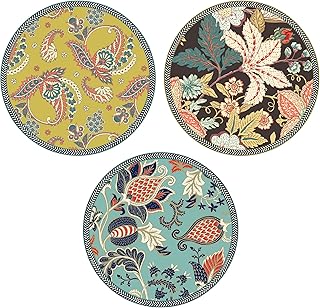 Ceramic plates of true art to hang on the wall, size 10 inches (set of 3 rooms), multicolored (design 1).. DIAYTAR NIGERIA: Creating access to affordable products for every Nigerian with our swift delivery service.