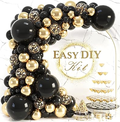 120 pieces - Kit garland and ark of black and golden balloons - black and golden balloons for festive decorations - Balloons ark for birthday, graduation, new year, retreat, wedding and birthday.. Discover why thousands choose DIAYTAR NIGERIA for affordable products delivered in less than a week.