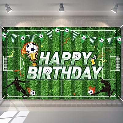 Birthday party photography background on the theme of football, backdrop of football field, birthday party decorations, photo stand for boys and children, cake table decoration, 5.9 x 3.6 feet.. DIAYTAR NIGERIA combines extensive product options with budget-friendly prices, delivered in 5-8 days.