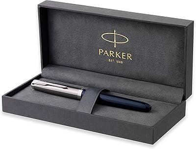 Pen Plume Parker 51 | Dark blue body with chrome garnish | Average feather with black ink cartridge | gift box.. Transform your online shopping experience with DIAYTAR NIGERIA's affordable and diverse marketplace.