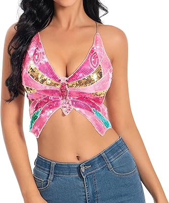 Wuchieal stomach dancing top, shiny butterfly bra, colorful butterfly dance top.. Your shopping dreams realized through DIAYTAR NIGERIA's affordable platform with reliable delivery times.