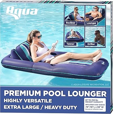 Aqua Premium Aqua Convertible Pool Floor - Extra wide - Robust inflatable pool float for adults with cup holder - Navy blue/white scratch.. Everything you need is on DIAYTAR Nigeria — just a click away.