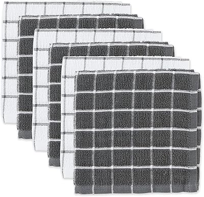 Checkered fabric from the Dii Basic Terry 12x12 collection, gray, 6 pieces.. More than a store — DIAYTAR Nigeria is your shopping partner.