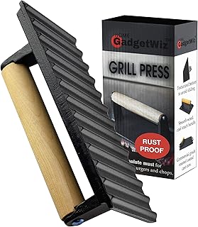 Enamelled bacon press - Anti -Raid cast iron barbecue press - meat press - enameled - commercial quality with cool wooden touch 8 "x 4" handle.. Discover endless possibilities with DIAYTAR NIGERIA's extensive product range and affordable shipping.