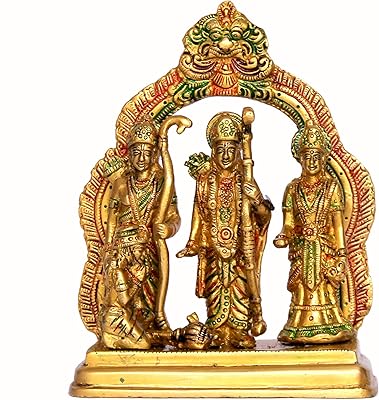 Stonecraft - Statue Darbar in Rama Brass including Rama, Sita, Laxman, Hanuman Murti Idol | 17.14 cm.. Discover unbeatable variety on DIAYTAR Nigeria — shop today, delivered this week.