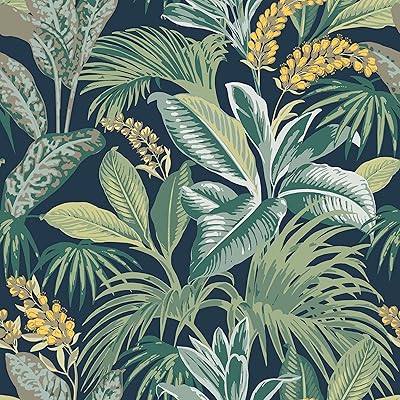 Removable wallpaper Team Pepper Havana Palm Design, Navy blue color, size 20.5 inches x 16.4 feet, made in the United States.. DIAYTAR NIGERIA combines affordability, variety, and convenience with nationwide delivery services.