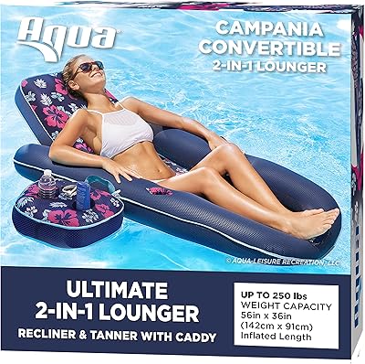 Ultimate swimming pool float 2 in 1 Aqua Campania - XL - Inflatable pool float for adults with adjustable backrest and cup holder - Hibiscus Navy.. Shop smarter with DIAYTAR Nigeria — affordable prices and a wide product range delivered in just 5 to 8 days.