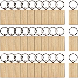Moya 50pcs keychain in virgin wood, rectangular keychain engraved with split rings, unfinished wooden charms for crafts.. Your ultimate shopping destination, DIAYTAR NIGERIA combines extensive selection with affordable shipping.