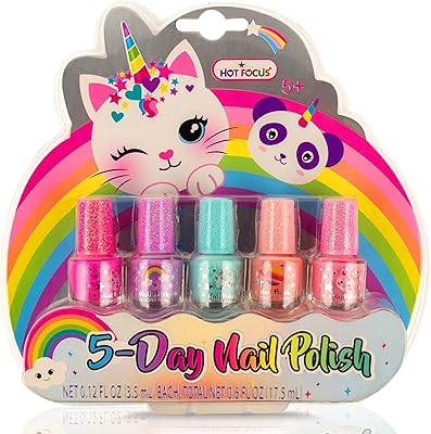 Set of nail polish unicorn kitten 5 days hot focus - Water -based flavored nail polish 5 pieces for girls - Kit of high -drying washable and peellable washable - Nail art for children - Ideal gift for girls.. DIAYTAR NIGERIA makes quality accessible with low prices and reliable 5-8 day nationwide delivery.