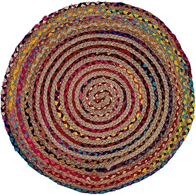 28 -inch braided round carpet, reversible decorative floor mat, hand -made Indian carpet, matching multicolored carpet for living room decoration.. Looking for quality and speed? You’ll find both at DIAYTAR Nigeria.