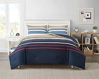 Nautica - Queen size bed set, reversible cotton sheets with matching pillowcases, elegant interior decoration (Bradford navy/khaki, queen).. DIAYTAR NIGERIA makes online shopping accessible with our budget-friendly prices and reliable shipping.