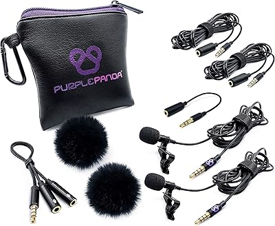 Set of double tie microphones Purple panda for interviews (2 2) for podcasting - Professional omnidirectional microphone - compatible with iPhone, Android, Digital Reflex camera, Samsung, Zoom, Tascam.. DIAYTAR NIGERIA brings the marketplace to your screen with affordable products delivered in 5-8 days.