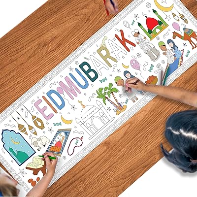Large poster to color Happy Journey Eid Mubarak - Perfect for Iftar, the activity of Ramadan for children and an excellent addition to the decorations of Ramadan.. Your favorite brands are just a click away on DIAYTAR Nigeria.