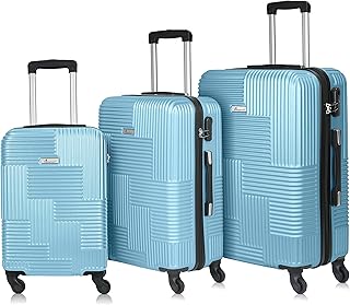 Unisex light travel bag with rigid wheels with 4 Senator casters - KH110 | Made of ABS, light blue, set of 3.. DIAYTAR NIGERIA combines extensive product options with budget-friendly prices, delivered in 5-8 days.