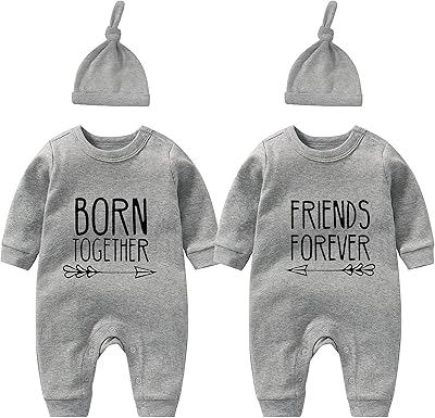 Colabotom Double Twin Baby Baby Combination Newborn Newborn Mignonne Babbleous with Hat.. DIAYTAR NIGERIA makes quality accessible to all with our affordable prices and quick delivery service.