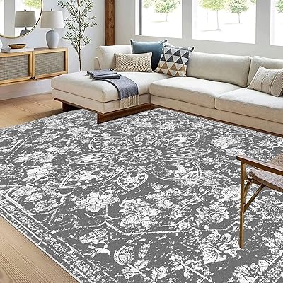 Persian Boor 5 x 7 carpet, short, non -slip, oriental hair, does not lose its hair, large accent carpet, washable, for living room, dining room (gray, 5 x 7 feet).. No hidden costs, no long delays — just DIAYTAR Nigeria convenience.