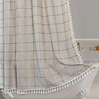 Boho Country Boho Country Shower Curtain and Linen Without Plis, Dark Beige, Beautiful French Campagnard Style Curtains, Waterproof Fabric, Modern Bohemian Design, 180x180cm.. Your budget-friendly online marketplace, DIAYTAR NIGERIA delivers a world of products in just 5-8 days.