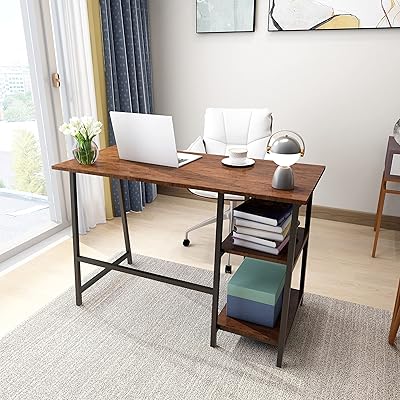 Arfarli computer study table with wooden shelves, latops table, industrial wood and metal table.. Discover the perfect balance of selection and value with DIAYTAR NIGERIA's nationwide e-commerce platform.