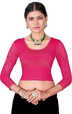 Crazy bachat women indian design readymade blouse 3/4 stretch mesh blouse pour saree short shirt.. DIAYTAR NIGERIA revolutionizes online shopping with competitive prices and reliable 5-8 day delivery.