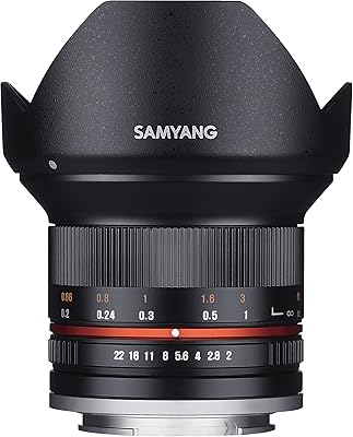 Ultra wide angle Samyang 12 mm F2.0 objective for Sony E, black, sy12M-E-BK cameras.. DIAYTAR NIGERIA: Bridging the gap between consumers and quality products with affordable nationwide shipping.