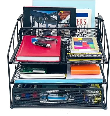 Office organizer Zenments at 3 levels in mesh, 3 drawers with sliding drawer and suspended filing holder, organizer of office, black, HTC-Zen-274.. Shop anytime, receive on time — only with DIAYTAR Nigeria.
