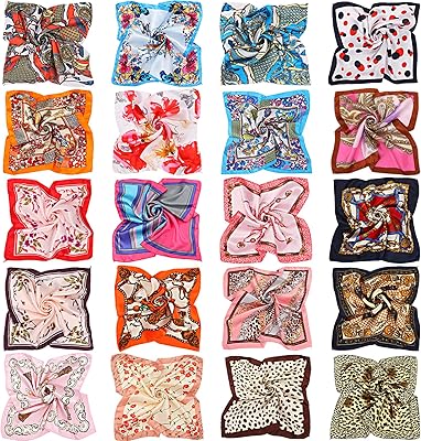 20 pieces mixed colors Women Square scarf in satin Small silk scarf for women favorite girls, random color.. DIAYTAR NIGERIA: Where affordability meets variety, with thousands of products delivered in less than 8 days.