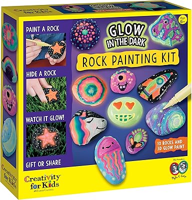 Creativity for children shining in the dark - Kit of paint on rock, arts and manual work for children aged 6 to 8 and over, creative gifts for children.. DIAYTAR NIGERIA: Redefining e-commerce with affordable prices and reliable nationwide shipping.
