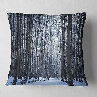 Designart Modern Lit In the shape of thick wood in winter for living room, sofa, pillow + high quality cushion cover printed on both sides 40.6 x 40.6 cm.. DIAYTAR NIGERIA: Where every shopping need is met with affordable prices and reliable 5-8 day delivery.