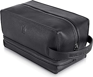 Midnight black leather toilet bag.. More than a store — DIAYTAR Nigeria is your shopping partner.