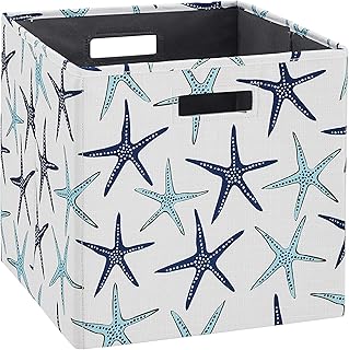 White and blue Linon Printed Sea Star - Set of 2 Dawes storage bins.. DIAYTAR NIGERIA transforms online shopping with competitive prices and dependable nationwide delivery.