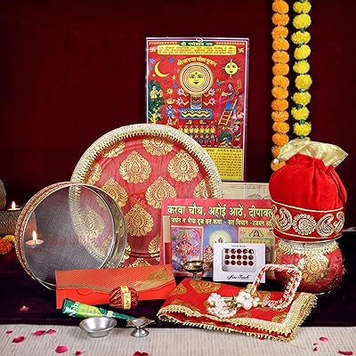 Ted Ribbons Karwa Chauth Pooja Thali Set (Envelope decorated with Thali Lota and Shangan.. DIAYTAR NIGERIA: Where shopping is affordable, selection is vast, and delivery is always reliable.