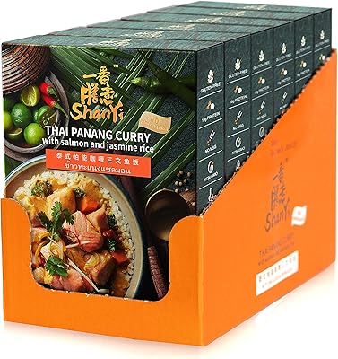 Instant dishes ready to eat in the microwave, Thai Panang Curry with salmon and rice with jasmine, prepared dishes, 380g / 13oz, 6 pieces of Shani.. Shop smart with DIAYTAR NIGERIA, offering a vast product range delivered to your doorstep within a week.