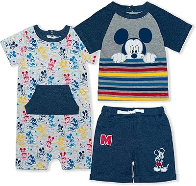 T -shirt Disney Mickey Mouse for boy, Short and Baby Flawer Ensemble - Gray/White or Navy Blue/Gray Gray.. DIAYTAR NIGERIA: Where affordable shopping meets reliable nationwide delivery in less than a week.