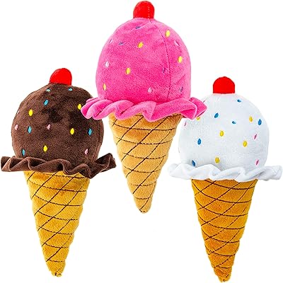 Lutch toy for pets, 3 matching ice cream cones with players, dog chewing toy.. Shop confidently with DIAYTAR NIGERIA's vast product range and budget-friendly nationwide shipping.