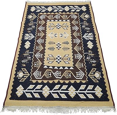 Sado European design carpet [80 x 120 cm] | prayer carpet | Turkish carpet, kilim carpet, washable, double side, beech wood - brown - black.. DIAYTAR NIGERIA delivers affordability and convenience to your doorstep within 8 days of purchase.