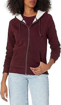 Full zipper hooded jacket lined in Sherpa Amazon Essentials fleece for women.. Discover the perfect balance of selection and value with DIAYTAR NIGERIA's nationwide e-commerce platform.