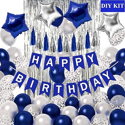 Blue and silver Blue and Silver Matm Fête Decoration Kit, Banner Happy Birthday, Fringes, Aluminum Balls Stars and Confetti Balloons, Complete Birthday Kit.. Shop with purpose at DIAYTAR NIGERIA and discover a world of products at budget-friendly prices.