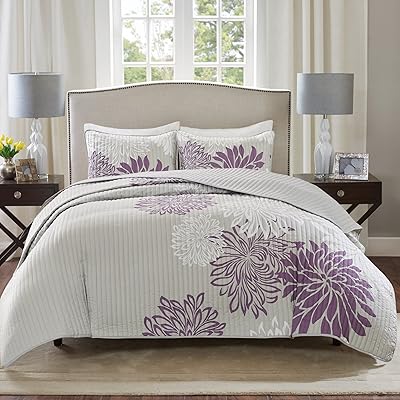 3-room bed set Comfort Spaces CS14-0066 Enya, floral print sheet, very large bed, purple/gray.. Experience the satisfaction of affordable shopping with DIAYTAR NIGERIA's nationwide 5-8 day delivery.