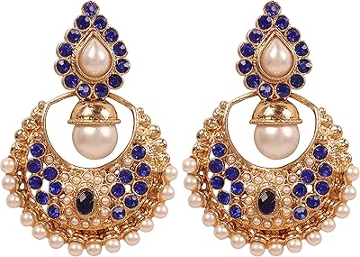 Long Handmade Crystal Earms for Women, Orcinant Gold and Silver Color, Design Bollywood Indian.. You choose it, we deliver it — DIAYTAR Nigeria makes shopping easy.