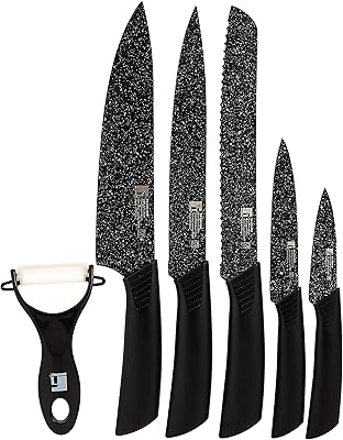 Box of 6 Bergamo knives in stainless steel, black BG9080MBB.. Shop with confidence on DIAYTAR Nigeria — quality products and timely delivery.