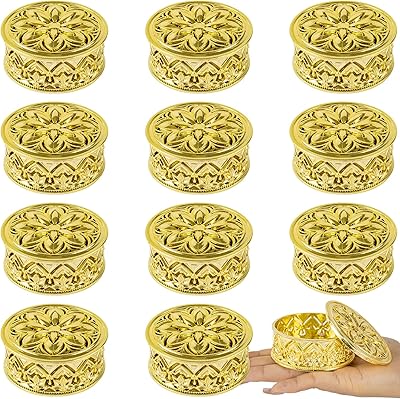 12 pieces with round plastic candy boxes for wedding boxes with hollow candy boxes storage boxes of candy boxes for wedding prenatal birthday, round golden round.. DIAYTAR NIGERIA makes quality accessible with low prices and reliable 5-8 day nationwide delivery.