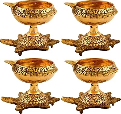 Traditional Indian Pooja oil lamp handmade in Hashkart brass, golden lamp with transparent slats, designer lamp engraved with wide base.. DIAYTAR NIGERIA makes quality accessible with low prices and reliable 5-8 day nationwide delivery.