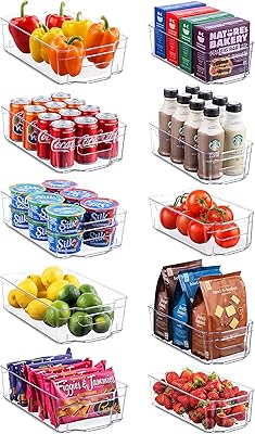 Set of 10 refrigerator storage bins - 5 large refrigerator organizers and 5 stacked narrow refrigerator organizers for freezer, kitchen, counter and cabinets - transparent plastic storage support.. Why pay more? DIAYTAR Nigeria gives you the best for less.