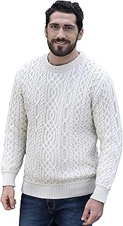 Round neck sweater for men aran crafts (100 % ultra -soft merino wool) - S natural.. Unlock endless possibilities with DIAYTAR NIGERIA's affordable marketplace and reliable delivery service.