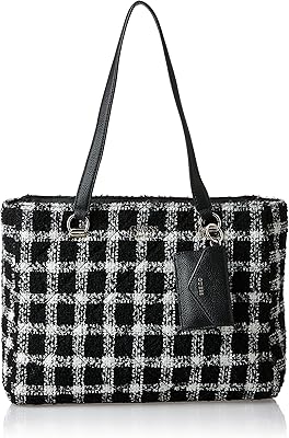 Large Guess Fantine tote bag for women, black/white, black/white.. DIAYTAR NIGERIA brings satisfaction with every purchase through affordable prices and prompt shipping.