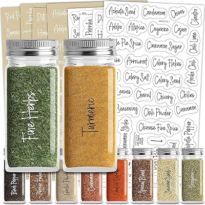 Primify 8 sheets 272 black and white spice spice labels on kitchen transparents.. You deserve better shopping — choose DIAYTAR Nigeria today.