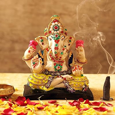 Trangers Ganesha Ganesh Idol Statue Interior Decoration Temple Table Decoration Decoration of rack hanging (16 cm x 14 cm).. DIAYTAR NIGERIA delivers more than products - we deliver affordable solutions within days.