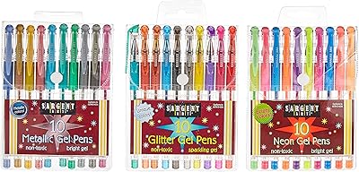 Sargent Art 22-0009 Set of 30 Gel Pens Gel Fluorescent and Metal Sequins.. DIAYTAR NIGERIA makes every shopping desire a reality with affordable prices and delivery in 5-8 days.