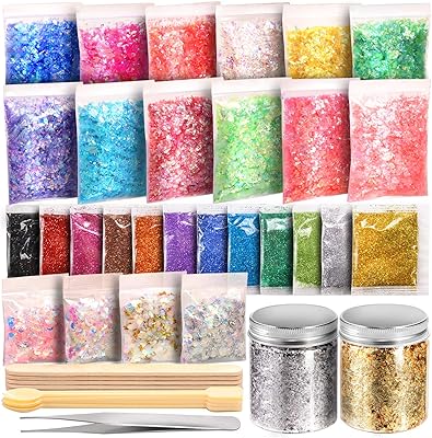 Kit of resin supplies, 41 pieces, ultra -fine sequins for resin, flakes of resin sequins, flakes of glitter, tin sheet, mixture stick, tweezers, varnish for resin crafts, nail art, the manufacture of jewelry.. DIAYTAR NIGERIA: Where quality meets affordability, with thousands of products delivered in less than 8 days.